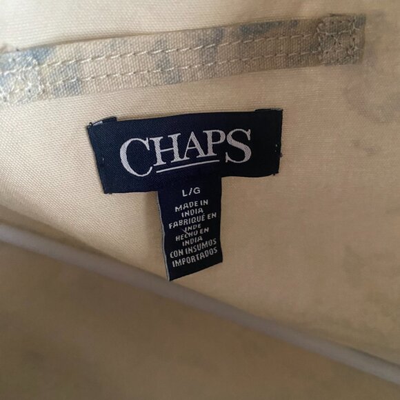 Chaps RL cream blue floral military jacket L 100% cotton safari 90s canvas - Picture 4 of 16